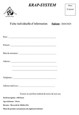 Fiche d'inscription Krap Système 2024 / 2025