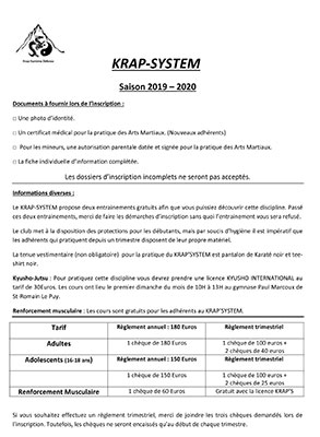 Fiche d'inscription saison 2019 / 2020